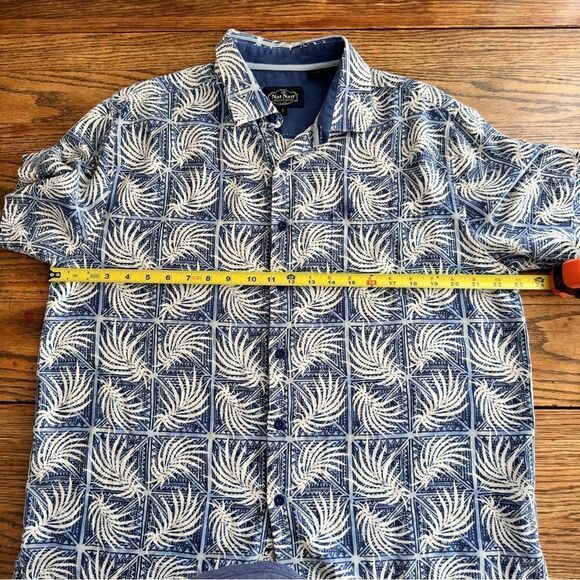 Nat Nast Silk Blend Blue Hawaiian Tropical Beach Camp Shirt Men’s Size M - Picture 4 of 6